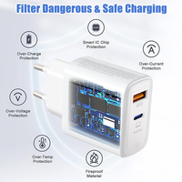 Chargeur rapide pour téléphone CE certifié PPS 30W PD QC3.0, adaptateur d'alimentation USB Type-C double port, prise EU/UK/AU/US, chargeur de voyage