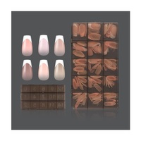 Uñas postizas de gel suave de alta calidad con cobertura completa, estilo francés, forma ovalada, acrílicas, de color sólido, a presión.