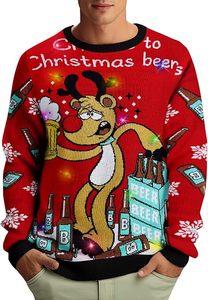 2025 Custom LOGO Knitted Pullover Ugly Holiday Led <strong>Christmas</strong> Sweater <strong>Lights</strong> up Funny Deer <strong>Christmas</strong> <strong>Jumper</strong> - Product Image 2