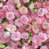 NINI Vente en gros de panneaux décoratifs muraux en soie artificielle rose rouge faits à la main 8x8 pour décorations de mariage et fonds photo