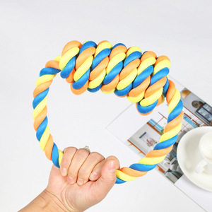 Jouet en corde pour animaux de compagnie, grande taille, interactif, à nœuds dentaires à mâcher, avec un design torsadé coloré pour le nettoyage des dents - Product Image 4