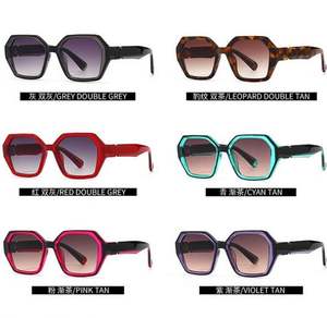 Nouveauté 2022, lunettes de soleil rétro pour hommes et femmes, noires, à motif léopard, hexagonales, petite monture, lunettes de soleil polygonales - Product Image 6