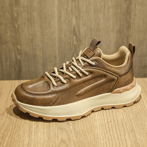 New 2025 High-Quality Handmade <b>Leather</b> Oxford Shoes, Men's Lace-Up Thick Sole Elevator Classic <b>Sneakers</b> Wholesale - Product Image 5