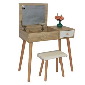 Meubles de chambre à coucher de Style <span class=keywords><strong>scandinave</strong></span> <span class=keywords><strong>coiffeuse</strong></span> blanche <span class=keywords><strong>avec</strong></span> <span class=keywords><strong>miroir</strong></span> et tabouret <span class=keywords><strong>coiffeuse</strong></span> moderne Table de maquillage - Product Image 4