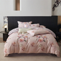 Ensemble de housse de couette 4 pièces en coton biologique de luxe 100% coton 300TC certifié OEKO-TEX avec motif floral végétal
