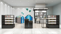 Support d'affichage cosmétique en bois de qualité commerciale avec cadre robuste pour utilisation dans les centres commerciaux
