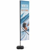 Kit de drapeau promotionnel carré portable, taille de 2m à 4m, pour la publicité lors de visites immobilières, conception gratuite, service OEM et ODM, faible MOQ