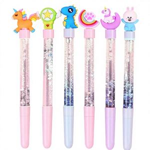 Stylo Gel Flottant à Paillettes Vertes et Jaunes, Créatif et Mignon, Thème Dessin Animé Coréen, Cadeau Promotionnel pour Filles, Idéal pour le Bureau et l'École - Product Image 1