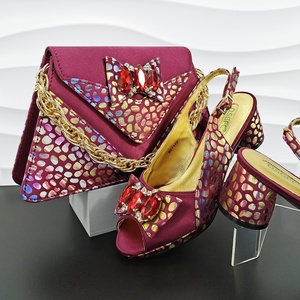 Scarpe firmate 2024 charm scarpe da donna Set borsa e <span class=keywords><strong>marca</strong></span> di lusso per le signore tacco medio scarpa e borsa impermeabile - Product Image 6