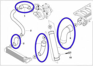 Kit Tubi Intercooler Turbo Boost in Silicone Completo per <span class=keywords><strong>BMW</strong></span> E39 Serie 5 530d <span class=keywords><strong>525d</strong></span> ZSF - Product Image 3