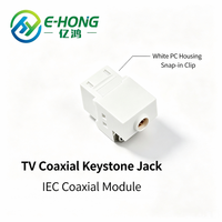 Module d'insertion mural CATV Keystone coaxial TV IEC blanc à clipser pour plaques murales de type 86 avec contacts en alliage de cuivre