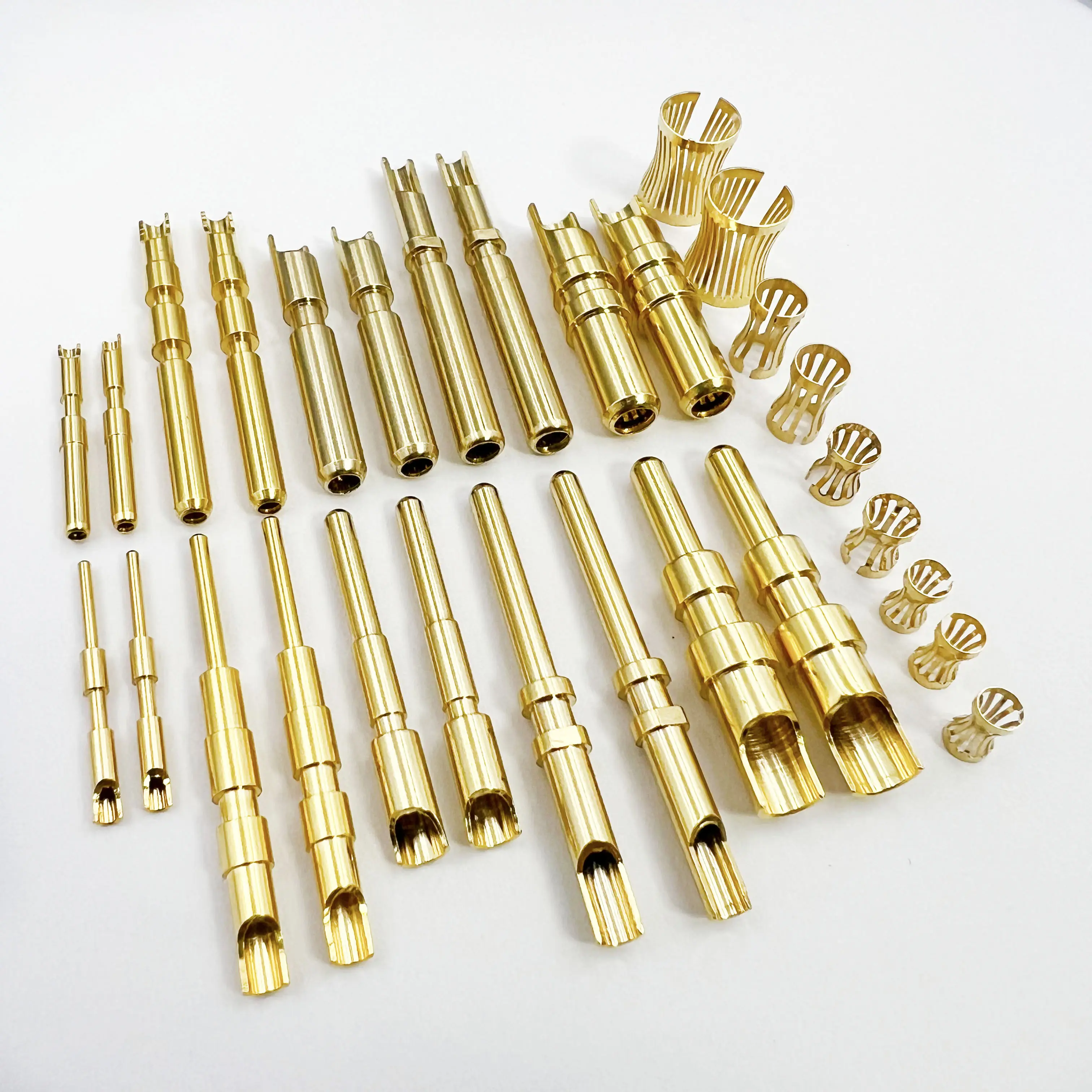 Sell China factory crown spring connector test pin pin waterproof pin socket brass gold plating.