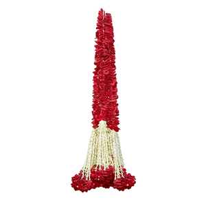 Artificial Red Flower Garland with <b>White</b> Tassel Decorative <b>Hanging</b> Mala for Wedding Festival Temple Decoration - Product Image 1