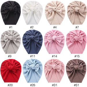Liquidation vente bébé nouvelles couleurs côtelé Turban couleur unie Super doux bébé Turbans automne hiver grand arc bébé cheveux accessoires - Product Image 4