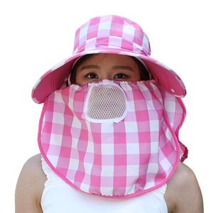 Sombrero de Sol a Cuadros con Protector Facial, Transpirable, de Ala Ancha, para Uso en Exteriores, Primavera y Verano, Sombrero Tipo Pescador para Adultos - Product Image 5