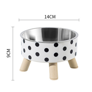 Cat &amp; <strong>Dog</strong> Stainless Steel Pet <strong>Bowl</strong> with Cat Graphic Leak Proof Modern Non-slip Anti-overturning High-foot Design Neck Protection - Product Image 1