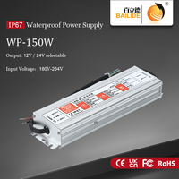 Alimentation LED extérieure Bailide 12V 12.5A IP67 à tension constante, adaptateur d'alimentation étanche 24V 6.2A à découpage, efficacité 85%