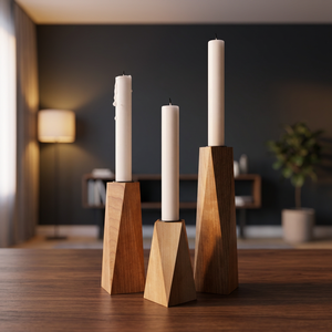 Candelabro de Madera Hecho a Mano, Portavelas Geométrico, Centro de Mesa para Decoración Navideña del Hogar y Hoteles - Product Image 5