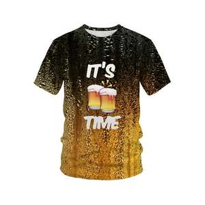 T-shirts drôles pour hommes à manches courtes avec impression de bière en 3D grands et grands T-shirts à col rond graphiques de coupe régulière T-shirts à la mode pour les vacances - Product Image 1