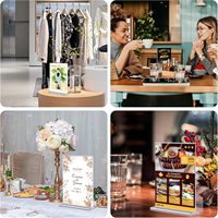 Porte-numéro de table de mariage en PS/acrylique, support de menu double face, porte-affiche A4/A5/A6