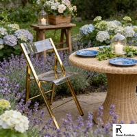 Modernes Design Edelstahl Vergoldeter Klappstuhl Hochwertiger Faltbarer Eventstuhl Gartenstuhl Großhandel
