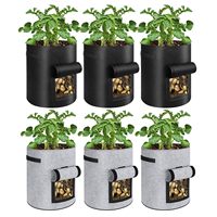 Sacs de culture pour pommes de terre Senershuo, lot de 6, 10 gallons, avec ouverture et poignées, pots de culture pour légumes, jardinage, noir et gris