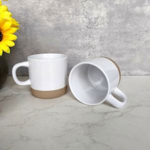 Ensemble de tasses à latte en céramique, compatibles micro-ondes, en porcelaine, avec grandes poignées, design moderne, couleurs neutres assorties - Product Image 4