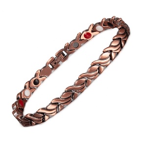 Bracelet magnétique en cuivre <span class=keywords><strong>rouge</strong></span> pour femmes, thérapie magnétique, énergie, FIR, Germanium, Tourmaline, ions, équilibre magnétique - Product Image 3