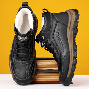 Botas de Invierno para Hombre, Estilo Martin, Negras, con Cordones, Suela Gruesa, Forro de Felpa, para Senderismo al Aire Libre, Calzado Casual para Adultos - Product Image 2