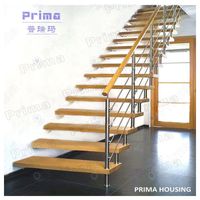 Escalier flottant simple Prima Nordic en acier inoxydable durable, assemblé sans soudure, pour la rénovation de villas et d'appartements urbains