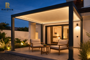Pérgola Moderna de Aluminio RKOVE RK-C1 con Techo de Láminas, Gazebo Exterior, Pabellón, Toldo, Solárium para Patio de Villa u Hotel - Product Image 4