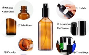 Empty Clear <b>Amber</b> 10ml 30ml 50ml Essential Oil Oral Liquid Glass <b>Bottle</b> Aluminum Screw Cap Mini Refillable Screen Printing - Product Image 4