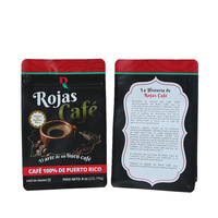 Sacs à café à fond plat imprimés sur mesure 250g 500g 1kg Sachets Doypack en aluminium pour thé Emballage de grains de café avec valve et fermeture éclair