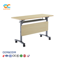 Table de formation mobile Alliance, plateau en bois clair, cadre gris, roulettes, pliable, pour salles de réunion, salles de formation et bureaux