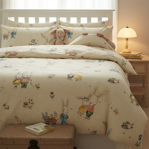 Cool Touch 40s Lyocell Stitched Fitted Sheet Kids Cartoon Rabbit Breathable <b>Bedding</b> <b>Set</b> for Home - Product Image 4