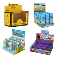 Boîte de présentation de comptoir en carton pliable, légère, écologique, personnalisable avec logo, pour l'emballage de produits en magasin.