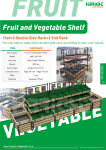 Grote capaciteit, extra stevige metalen supermarkt- en winkeldisplayrek voor fruit en groenten, drielaags - Product Image 3