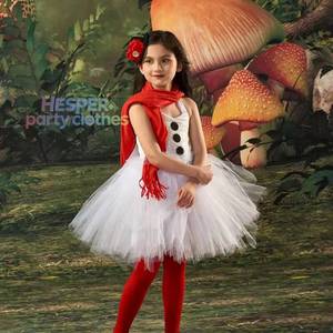 Disfraz de Muñeco de Nieve para Niños HP 2026, Vestido de Tul Blanco con Accesorios para la Cabeza, Ropa Navideña para Niñas - Product Image 1