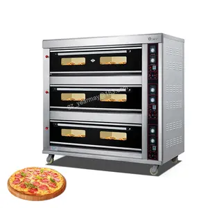Commercial 3 Deck 12 Trays Lpg Ng Gas Deck Oven For Bakery Bread Or Cake With Digital Temperature Display