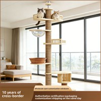 Structure d'escalade pour chat tout-en-un avec perchoir, nid, griffoir en sisal, plateforme de saut en bois massif, durable, facile à assembler, fabriqué en Chine
