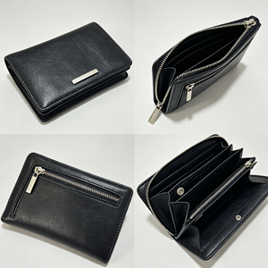 Portefeuille court classique en cuir noir avec fermeture à bouton-pression, porte-cartes multi-compartiments - Product Image 5