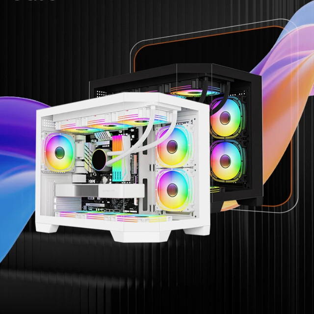 Wholesale Steel Full Tower Computer Gaming PC Case ATX/M-ATX ITX Cabinet RGB Casing Display Screen LCD 360mm Water-Cooling 7