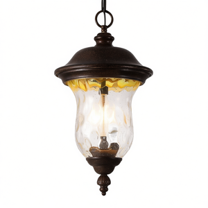 Lanterne suspendue d'extérieur 19 pouces, abat-jour en verre transparent, finition bronze, résistante aux intempéries IP54, pour l'éclairage de jardin - Product Image 1