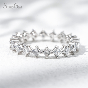 Starsgem 1.18ct 2,1*2,1mm corte princesa laboratorio cultivado diamante DFE VS 18K oro blanco Unisex clásico anillo de eternidad - Product Image 4
