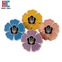 Pin de metal esmaltado personalizado de fábrica con diseño moderno de Trébol de Ucrania y Amapola, para uso conmemorativo y patriótico, 20 años de experiencia