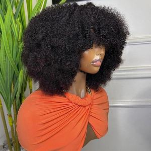 非洲扭结卷发刘海假发，100巴西黑人女性头发流苏假发，机器制造混发假发制造商 - Product Image 2