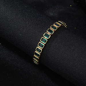 Collar de Tenis con Bisel Brillante Chapado en Oro para Mujer, Conjunto de Joyería con Diamantes de Imitación, Collar de Tenis con Esmeraldas Estilo Hip Hop - Product Image 3