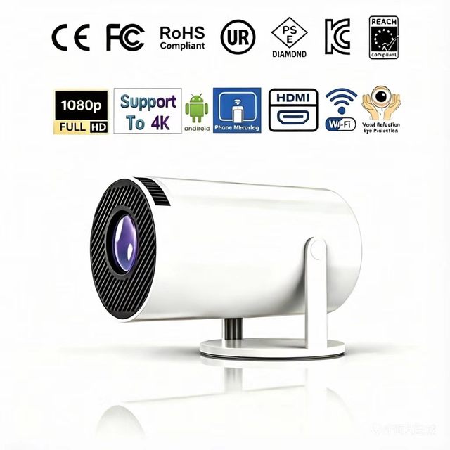 1080P Portable Projector, 200 ANSI Lumens Short Throw Smart Home Theater, WiFi 6 BT5.0 Android 11, 4K for Indoor Outdoor Gaming
