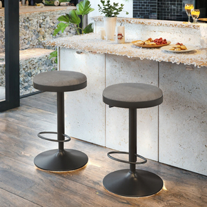 Tabourets de bar pivotants en fer rustique, robustes, légers, réglables en hauteur - Chaise de bar à dossier haut pour extérieur et hôtel - Product Image 3