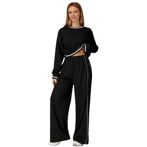 Ensemble de Yoga pour Femme de Fitness : Soutien-Gorge de Sport, Haut Ample à Manches Longues, Legging Taille Haute et Pantalon Large, Couleurs Contrastées - Product Image 5